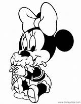 Minnie Coloring Pages Mouse Disney Baby Ice Cream Eating Printable Color Disneyclips Mickey Daisy Girls Pdf sketch template