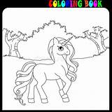 Colorare Unicorno Cavallo Foresta Cavallino Poney Paard Thema Kleurend Sterren Tuin Kleurende sketch template