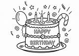 Cake Birthday Coloring Printable Happy sketch template