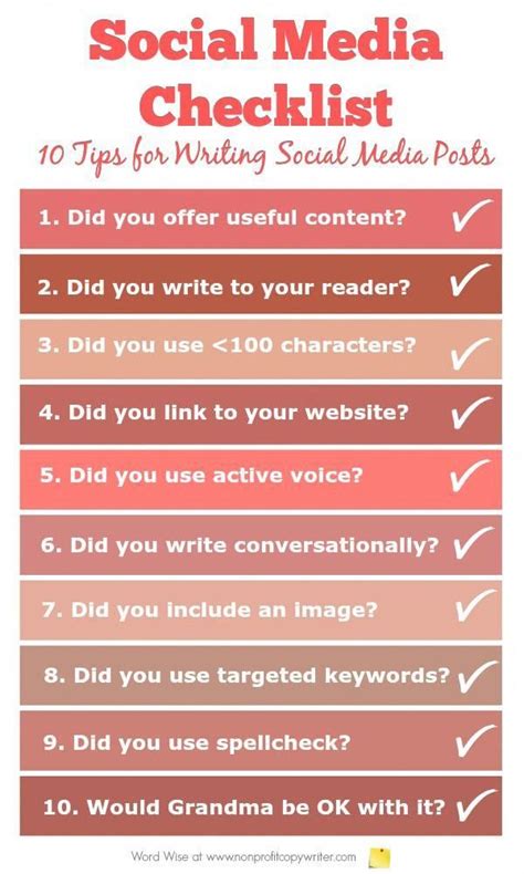 social media checklist  tips  writing social media posts