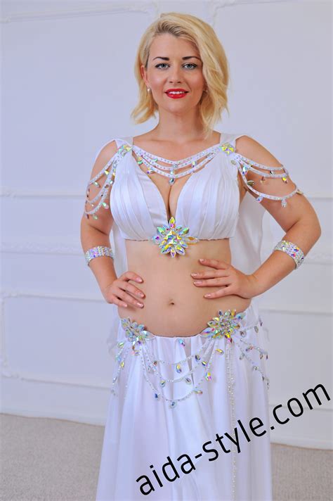 white belly dance costume aida style