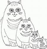 Cat Family Fat Coloring Pages Color Cats Printable Lineart Print sketch template