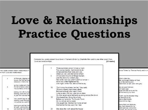 Love And Relationships Practice Questions Aqa Gcse Teaching Resources