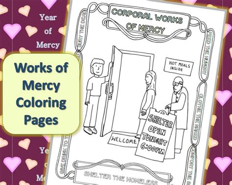 works  mercy coloring pages shelter  homeless drawnbcreative