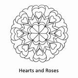 Coloring Mandala Hearts Roses Color sketch template