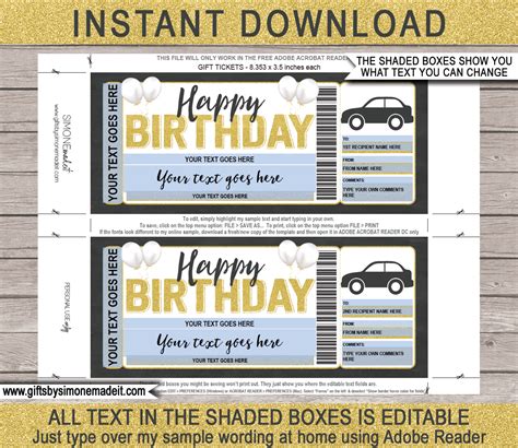 birthday driving lessons gift voucher template printable certificate