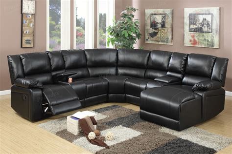 Black Leather Reclining Sectional Steal A Sofa Furniture