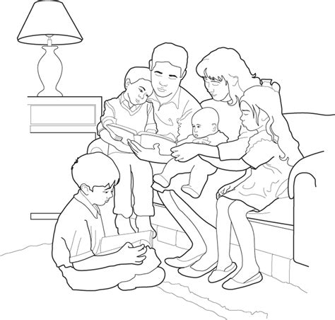 family reading  childrens coloring page  ldsorg