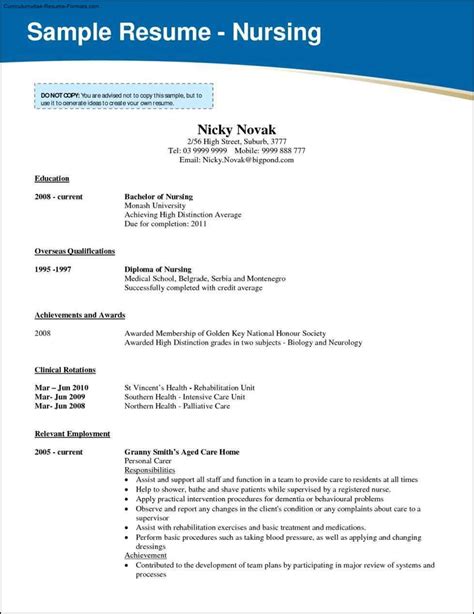 nursing student resume templates
