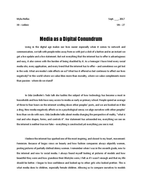 reaction paper  media internet communication   day trial