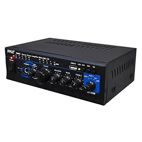 pyle home ptau mini  watt max stereo power amplifier  usbcdaux inputs