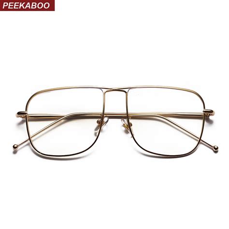 Peekaboo Vintage Square Eyeglasses Frames Men Gold 2018 Black Silver