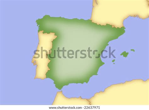 map spain borders surrounding countries stock illustration
