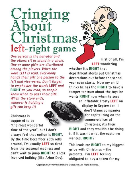 printable left  christmas game  game includes lots  cues