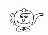 Teapot Coloring Template Pages Tea sketch template