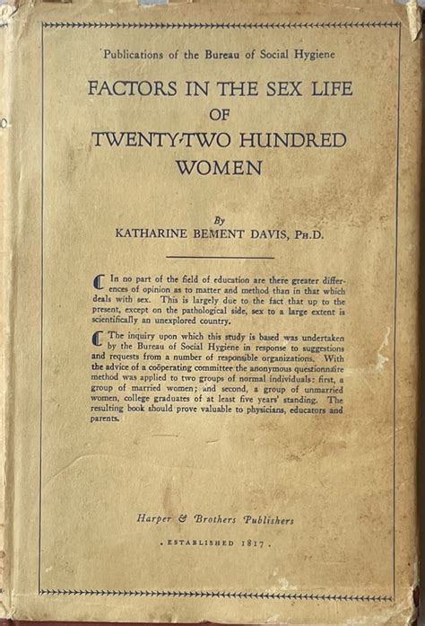 Factors In The Sex Life Of Twenty Two Hundred Women Katharine Bement