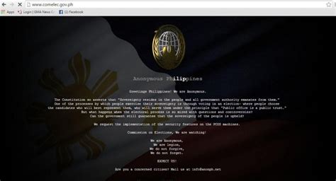 anonymous hacks philippines election commission leaks 55 million voter data