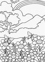 Coloring Pages Nature Rainbow Coloring4free Mountain Flowers Related Posts sketch template
