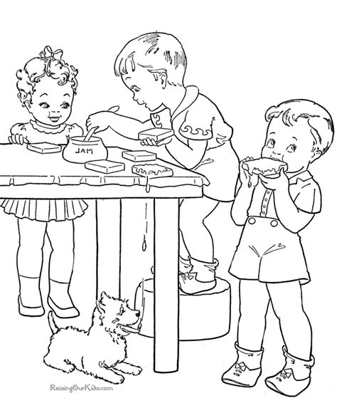 kids eating coloring pages clip art library