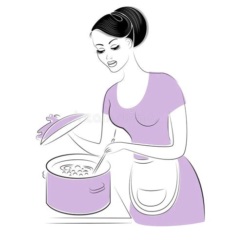 beautiful lady cooking stock vector illustration of eating 22032518