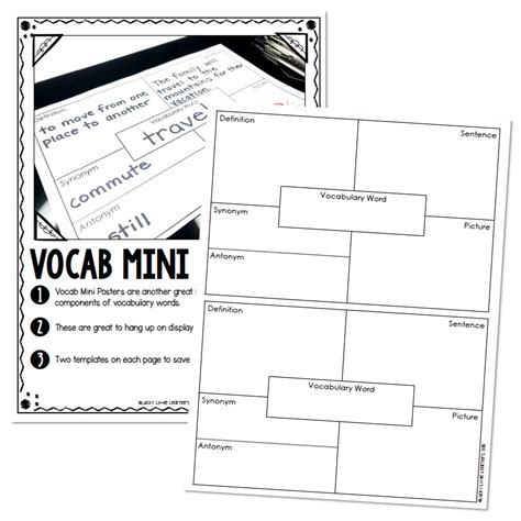 vocabulary activities vocab mini posters lucky  learners