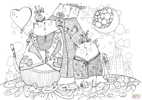 cats family coloring page  printable coloring pages