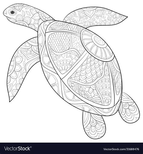 coloring pages turtle mandala swimming turtle zentangle mandala svg