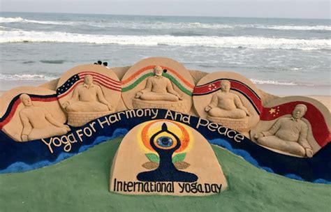 renowned sand artist sudarsan pattnaik celebrates international yoga