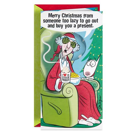 maxine™ too lazy funny pop up money holder christmas card greeting