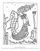 Coloring Pages Mermaid Seahorse Kids Wonderweirded Drawings Cartoon Ocean Print Sheets Library Clipart Comments Creatures Line sketch template