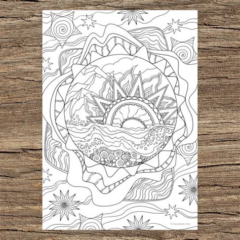 sun printable adult coloring page  favoreads etsy