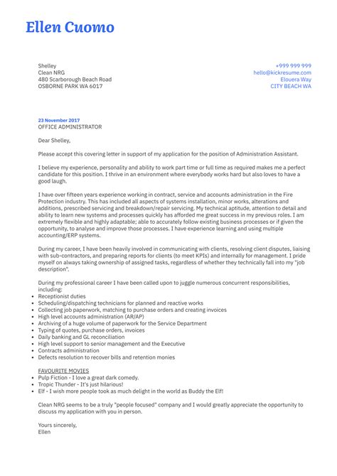 cover letter examples  real people service administrator cover