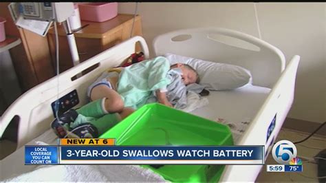 3 year old swallows watch battery youtube