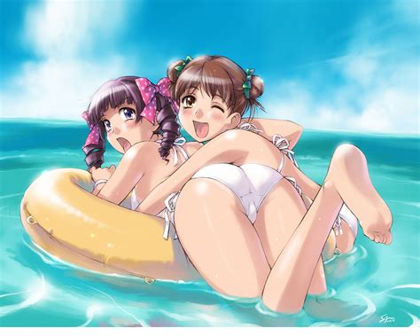 beach fancy free fukuzawa yumi maria sama ga miteru matsudaira touko same sky swimsuit water