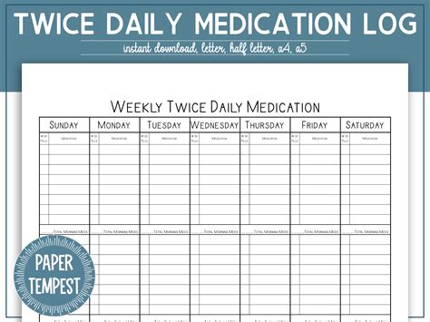 weekly  daily medication tracker printable medication list pill