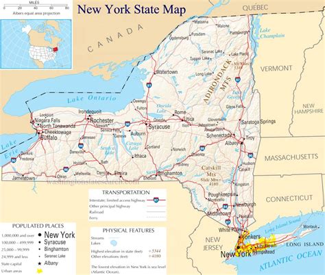 york state map  large detailed map   york state usa
