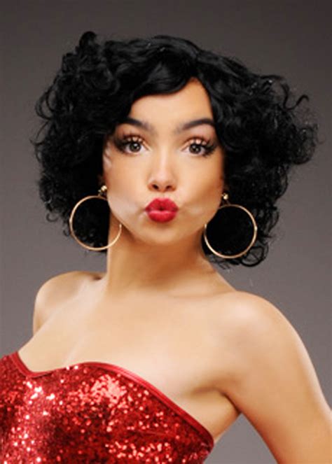 Womens Curly Black Betty Boop Style Wig