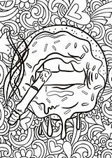 Trippy Psychedelic Printable Colouring Hippie Mushrooms sketch template