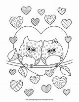 Coloring Pages Owl Owls Valentine Valentines Girls Printable Hearts Color Kids Colouring Cute Animal Books Print Primarygames Sheets Heart Cartoon sketch template