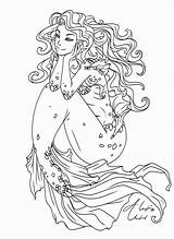 Mermaid Coloring Pages Outline Adult Colorir Drawing Coloriage Mermaids Para Deviantart Hair Book Dessin Sheets Adults Etc Sea Printable Color sketch template