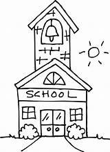 School Clipart Coloring Outline House Schoolhouse Clip Drawing Cute Transparent Cliparts Building Background Education Old Kids Collection Quilt Cartoon Leprechaun sketch template