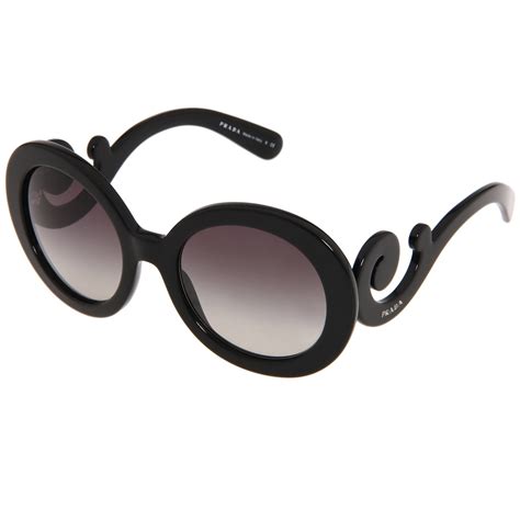 Prada Women S Pr 27ns Black Minimal Baroque Round Sunglasses
