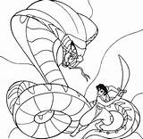 Aladdin Coloring Jafar Pages Cobra King Fight Against Animation Movies Turns Getdrawings Into Giant sketch template