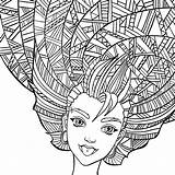 Coloring Hair Pages Curly Girl Crazy Getcolorings Rapunzel Flynn Long sketch template