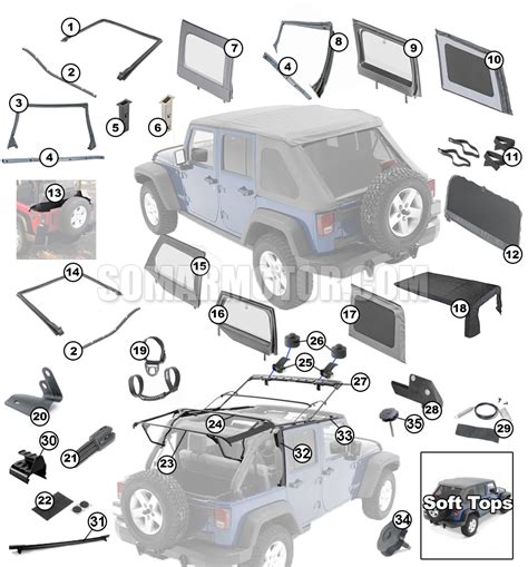 diagram soft tops  door parts wrangler jk somar   house  jeep