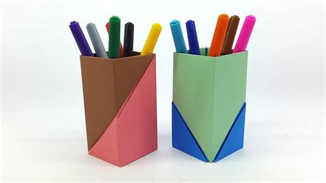 stand origami  holder pencil holder ideas youtube