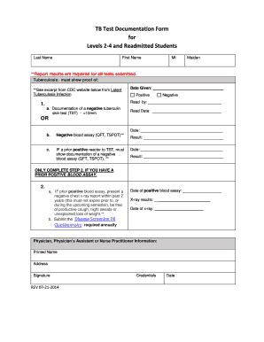 tb skin test form cdc fill  printable fillable blank pdffiller