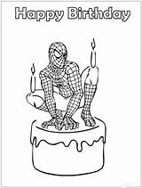 Spiderman Birthday Pages Coloring Color Happy Printable Print sketch template