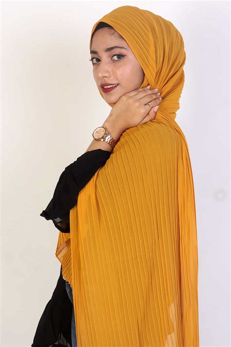 gold pleated chiffon hijab  adorbs hijab