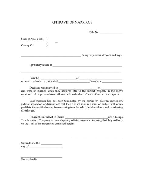 affidavit  marriage form marriage affidavit letter sample  xxx